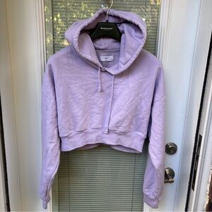 Aritzia TNA M Mauve Cropped Pullover Hoodie